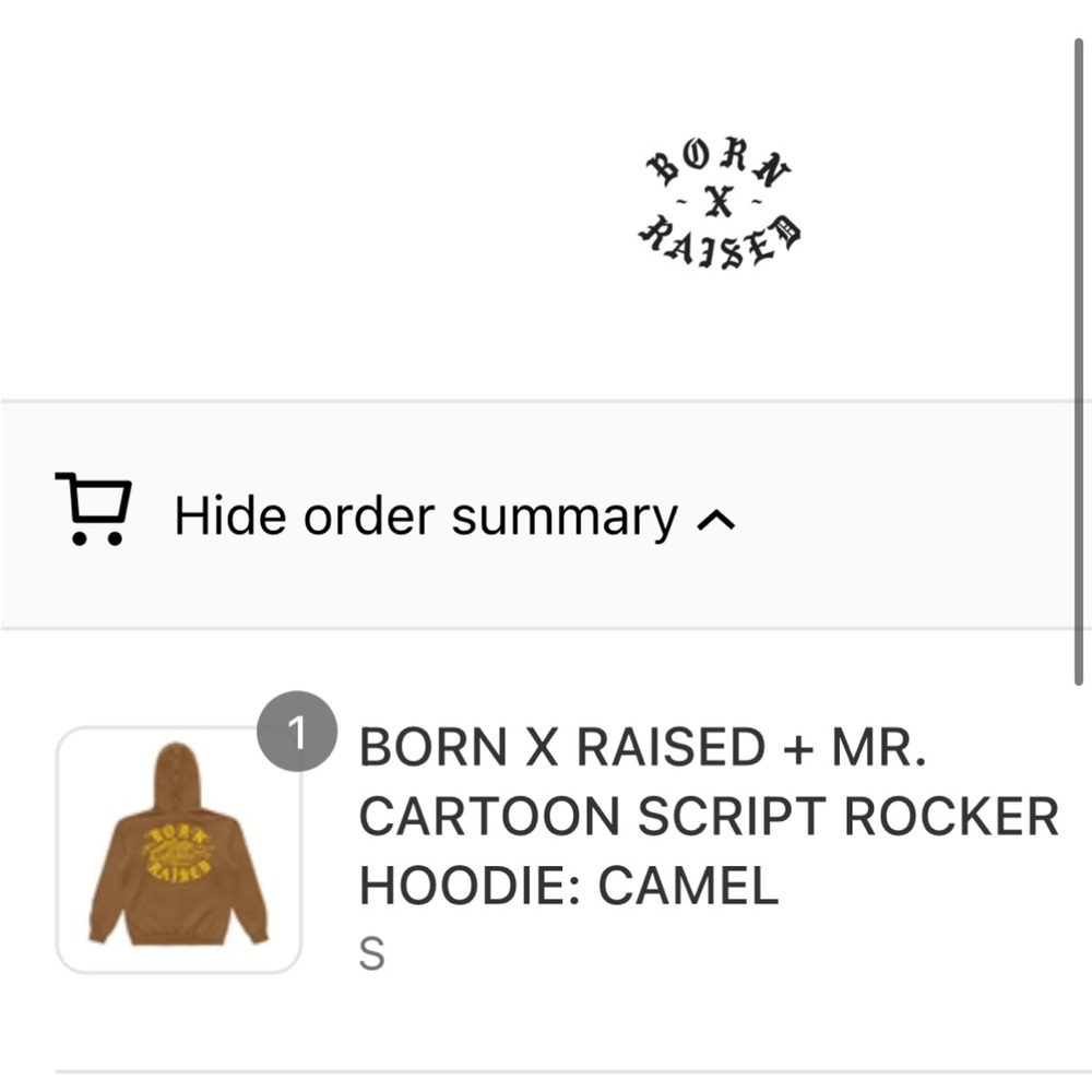 Bornxraised Mr. Cartoon brown hoodie.